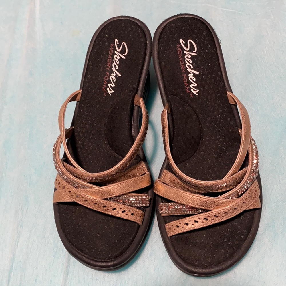 Sketchers memory foam wedge heels.